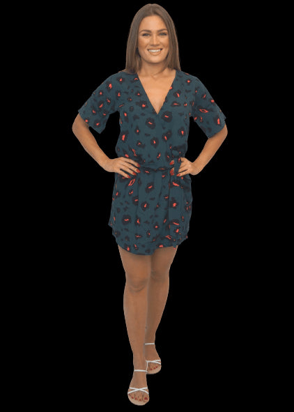 Clothing The Ella Rae Wrap Playsuit - Forest Leopard dubai outfit dress brunch fashion mums