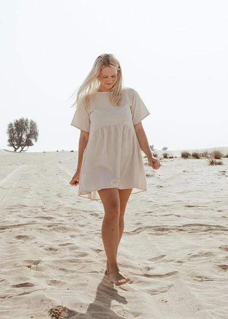 The French Dress - Nude Linen NEON STAR The French Dress - Nude Linen NEON STAR