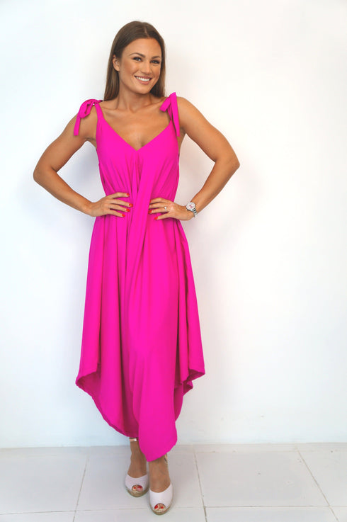 Dress The Harem Jumpsuit - Hot Pink dubai outfit dress brunch fashion mums