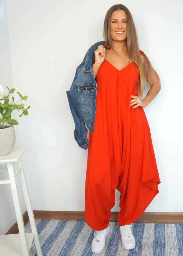 Dress The Harem Jumpsuit - Scarlet Red dubai outfit dress brunch fashion mums