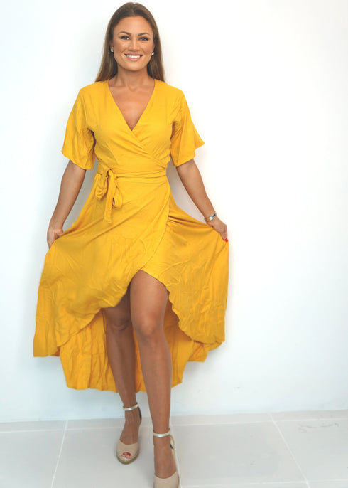 Dress The Maxi Wrap Dress - Classic Mustard dubai outfit dress brunch fashion mums