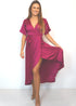 Dress The Maxi Wrap Dress - Deep Pink Satin dubai outfit dress brunch fashion mums