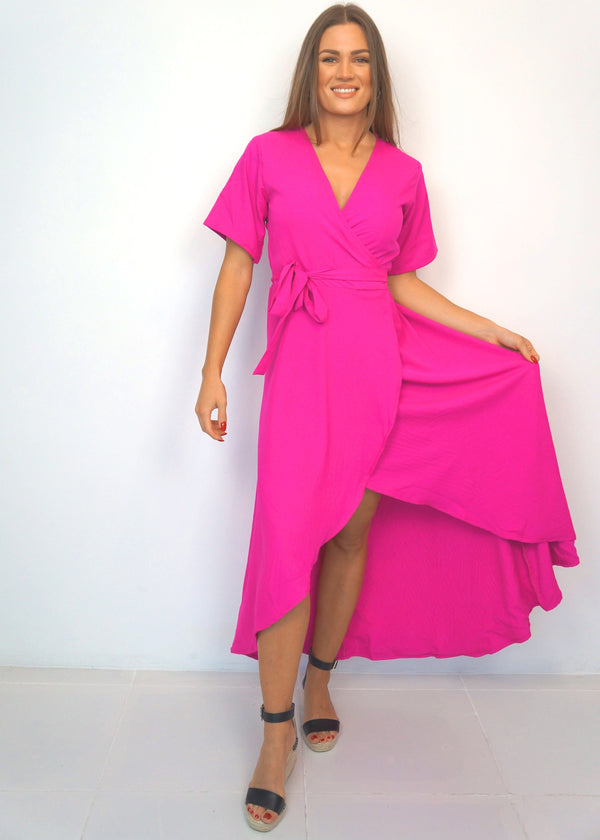 Dress The Maxi Wrap Dress - Hot Pink dubai outfit dress brunch fashion mums