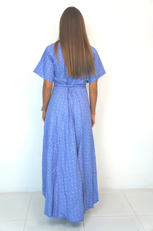 Dress The Maxi Wrap Dress - Liberty Blue dubai outfit dress brunch fashion mums