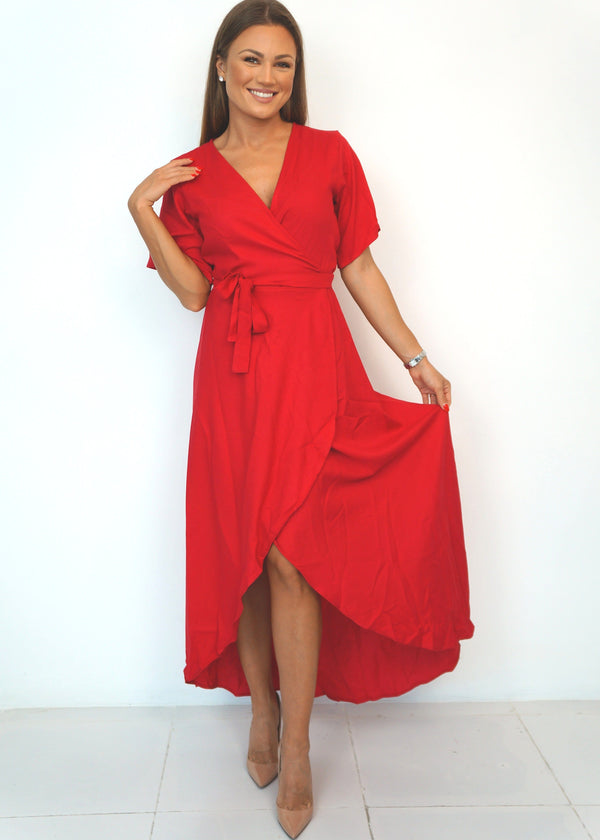Dress The Maxi Wrap Dress - Mac Red dubai outfit dress brunch fashion mums