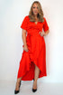 Dress The Maxi Wrap Dress - Mac Red Satin dubai outfit dress brunch fashion mums