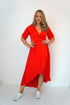 Dress The Maxi Wrap Dress - Mac Red Satin dubai outfit dress brunch fashion mums