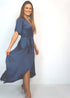 Dress The Maxi Wrap Dress - Midnight Grey Satin dubai outfit dress brunch fashion mums