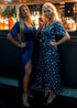 Dress The Maxi Wrap Dress - Petrol Blue Satin dubai outfit dress brunch fashion mums