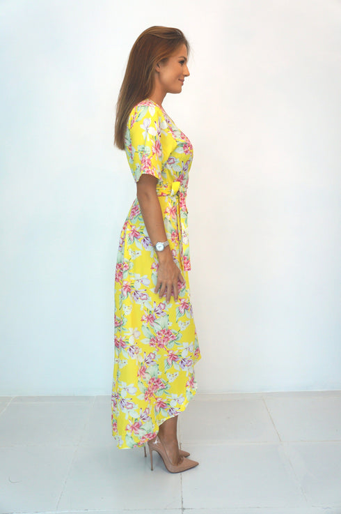 Dress The Maxi Wrap Dress - Summer Yellow Floral dubai outfit dress brunch fashion mums