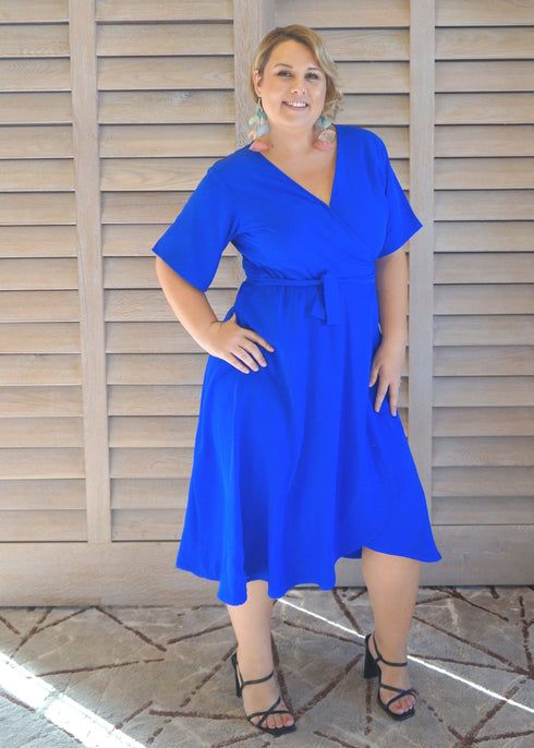 Dress The Midi Wrap Dress - Royal Blue dubai outfit dress brunch fashion mums