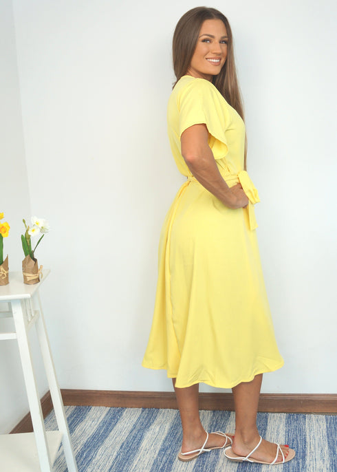 Dress The Midi Wrap Dress - Summer Yellow dubai outfit dress brunch fashion mums