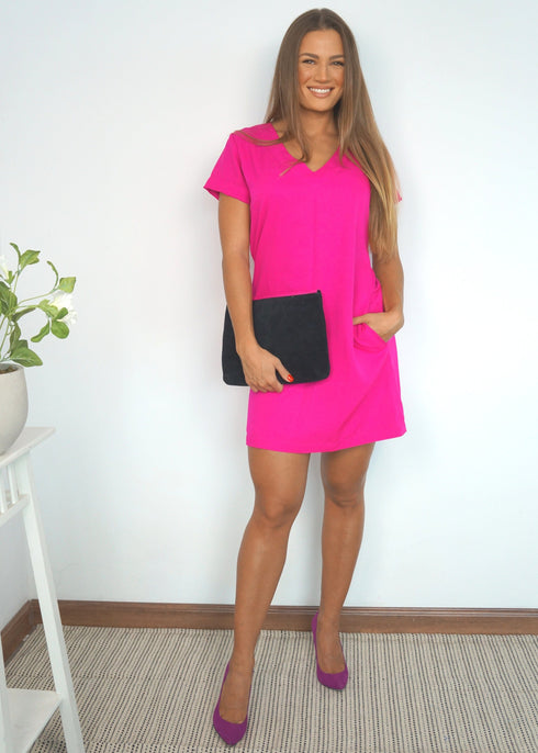 Dress The Mini Anywhere Dress - Hot Pink dubai outfit dress brunch fashion mums