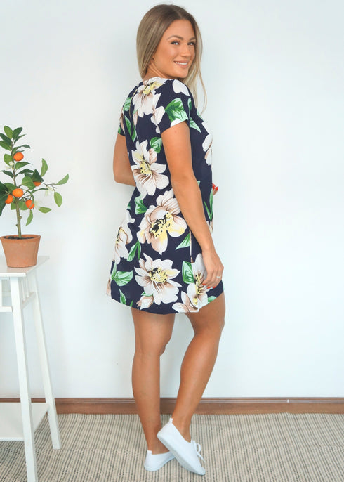 Dress The Mini Anywhere Dress - Navy Garden dubai outfit dress brunch fashion mums