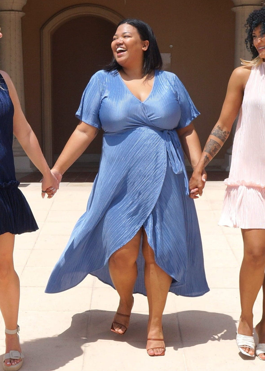 Dress The Pleated Wrap Dress - Slate Blue Pleats dubai outfit dress brunch fashion mums