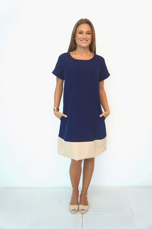 Dress The R Anywhere Dress - Perfect Navy, Nude Colour Block dubai outfit dress brunch fashion mums