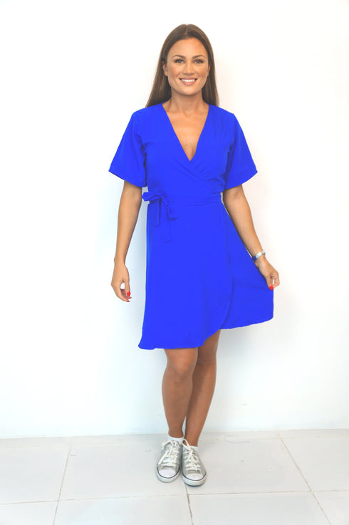 Dress The  Short Wrap Dress - Royal Blue dubai outfit dress brunch fashion mums