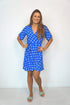 Dress The  Short Wrap Dress - Royal Blue Polka Dot dubai outfit dress brunch fashion mums