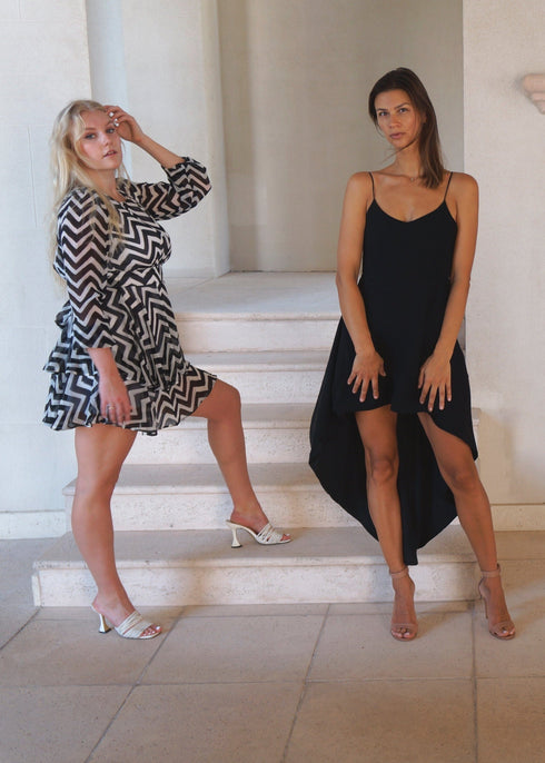 Dress The Strappy Cape Dress | Midnight Black dubai outfit dress brunch fashion mums
