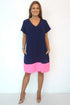 Dress The V Anywhere Dress - Perfect Navy, Neon Pink Colour Block dubai outfit dress brunch fashion mums