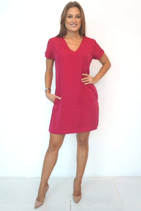 Dress The V Mini Anywhere Dress - Classic Raspberry dubai outfit dress brunch fashion mums