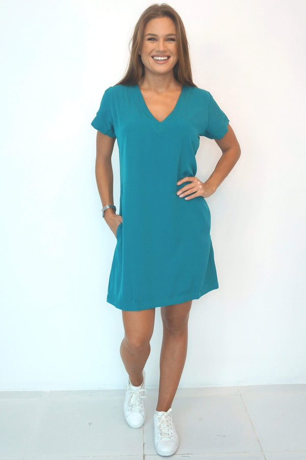 Dress The V Mini Anywhere Dress - Classic Teal dubai outfit dress brunch fashion mums