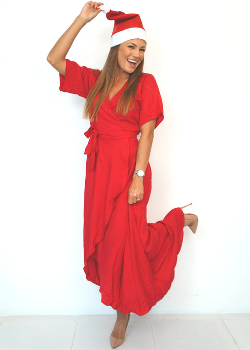 Dress The Wrap Dress - Christmas Mac Red dubai outfit dress brunch fashion mums