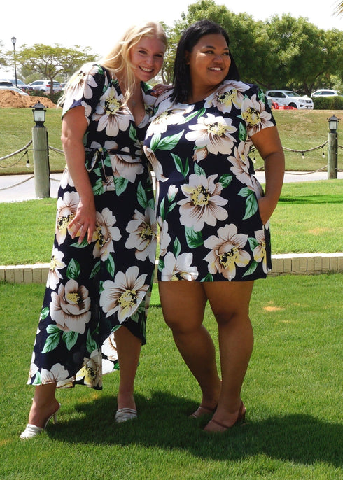 Dress The Wrap Dress - Navy Garden dubai outfit dress brunch fashion mums