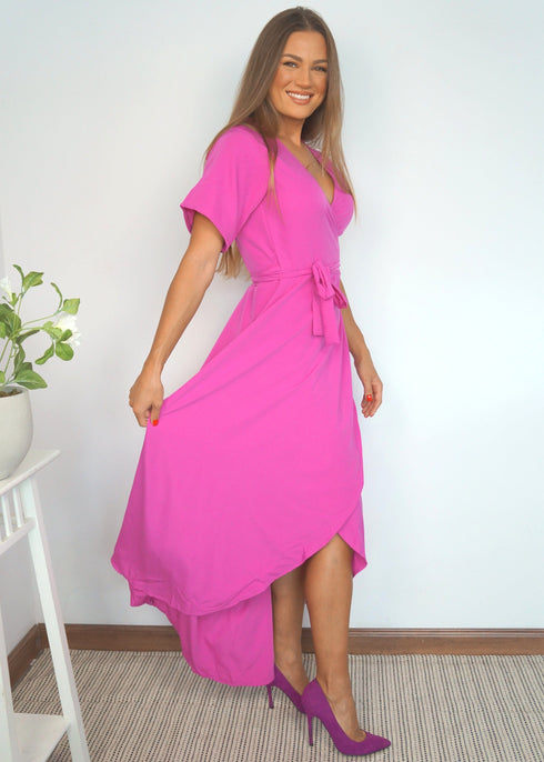 Dress The Wrap Dress - Pink dubai outfit dress brunch fashion mums