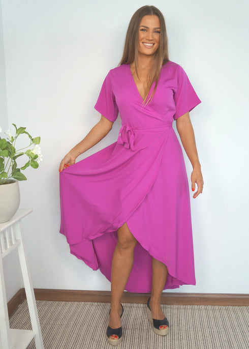 Dress The Wrap Dress - Purple Pink dubai outfit dress brunch fashion mums