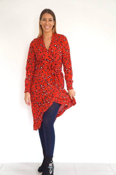 Dress The Wrap Dress - Red Animal dubai outfit dress brunch fashion mums