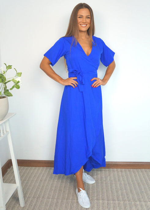 The Maxi Wrap Dress Royal Blue NEON STAR