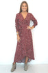 Dress The Wrap Dress w/ Cuffed Sleeve - Deep Raspberry, Ice Pink Animal dubai outfit dress brunch fashion mums