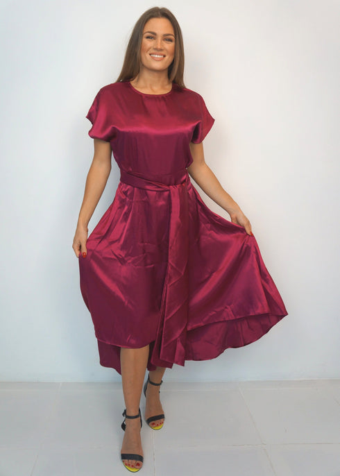 Dresses The Evening Dress - Deep Red Satin dubai outfit dress brunch fashion mums