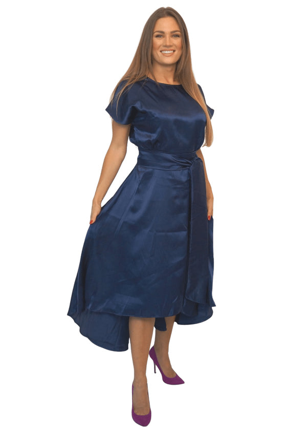Dresses The Evening Dress - Navy Evening Satin dubai outfit dress brunch fashion mums