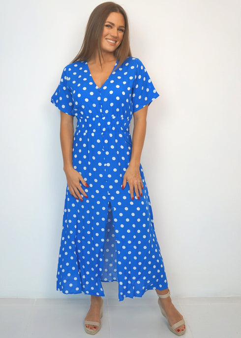 Dresses The Helen Dress | Royal Blue Polka dubai outfit dress brunch fashion mums