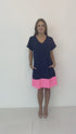 The V Anywhere Dress - Perfect Navy w/ Neon Pink Colour Block
