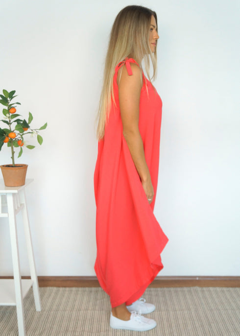 Jumpsuit The Harem Jumpsuit - Holiday Coral Rayon dubai outfit dress brunch fashion mums