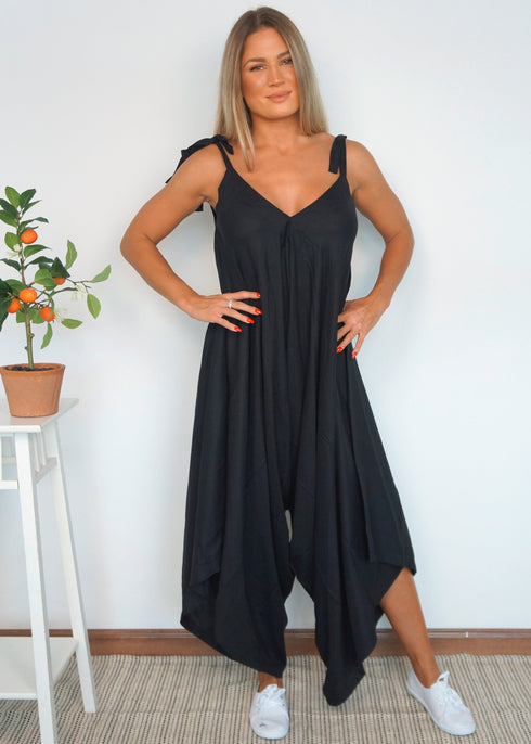 Jumpsuit The Harem Jumpsuit - Midnight Black Rayon dubai outfit dress brunch fashion mums