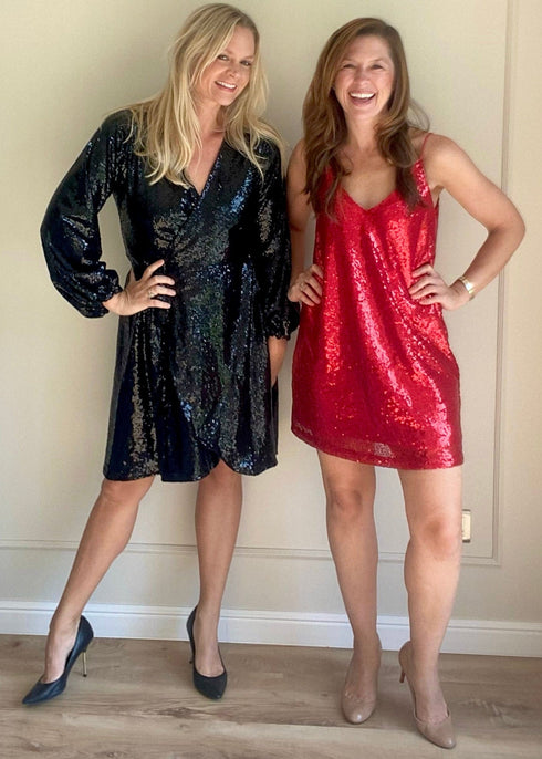 Playsuit The Sparkle Cami Dress - Red Sparkle dubai outfit dress brunch fashion mums