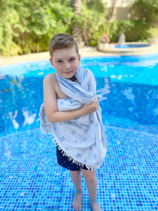 Summer Towels - Sky Blue Stars dubai outfit dress brunch fashion mums