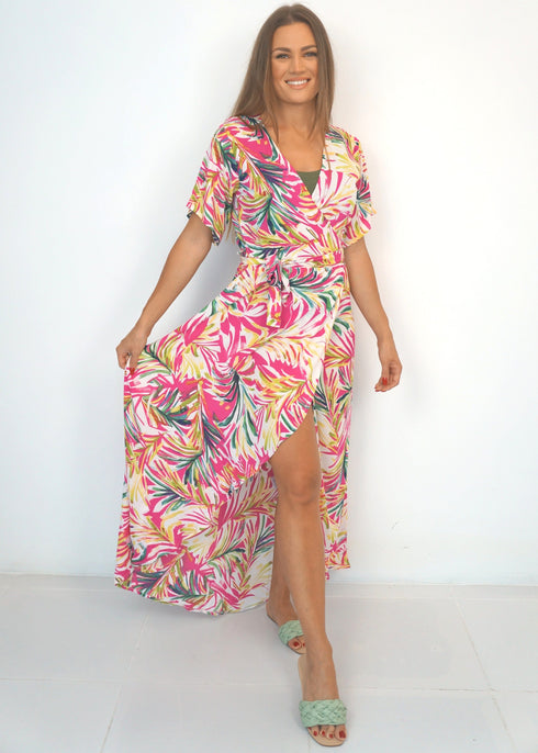 The Beach Wrap Dress - Magenta Palms dubai outfit dress brunch fashion mums