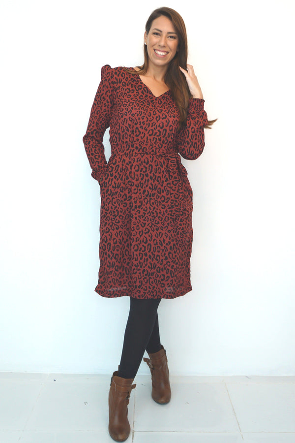 The Classic Dress - Maroon Animal dubai outfit dress brunch fashion mums