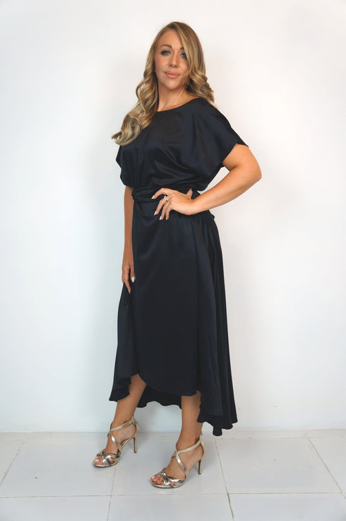 The Evening Dress - Black Evening Satin dubai outfit dress brunch fashion mums