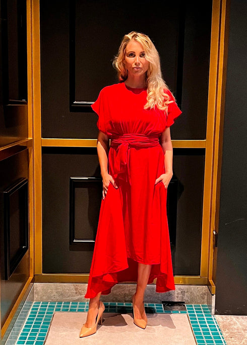 The Evening Dress - Christmas Mac Red dubai outfit dress brunch fashion mums