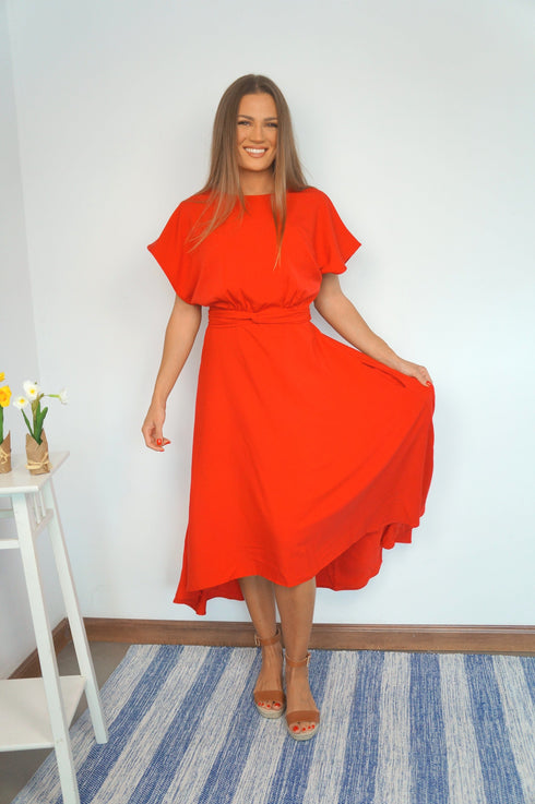 The Evening Dress - Scarlet Red dubai outfit dress brunch fashion mums