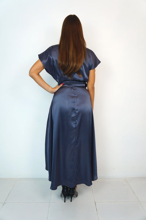 The Evening Dress - Steel Evening Satin dubai outfit dress brunch fashion mums