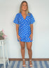 The Flirty Wrap Dress - Royal Blue Polka dubai outfit dress brunch fashion mums