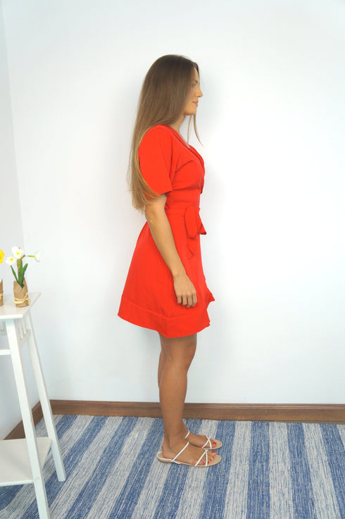 The Flirty Wrap Dress - Scarlet Red dubai outfit dress brunch fashion mums