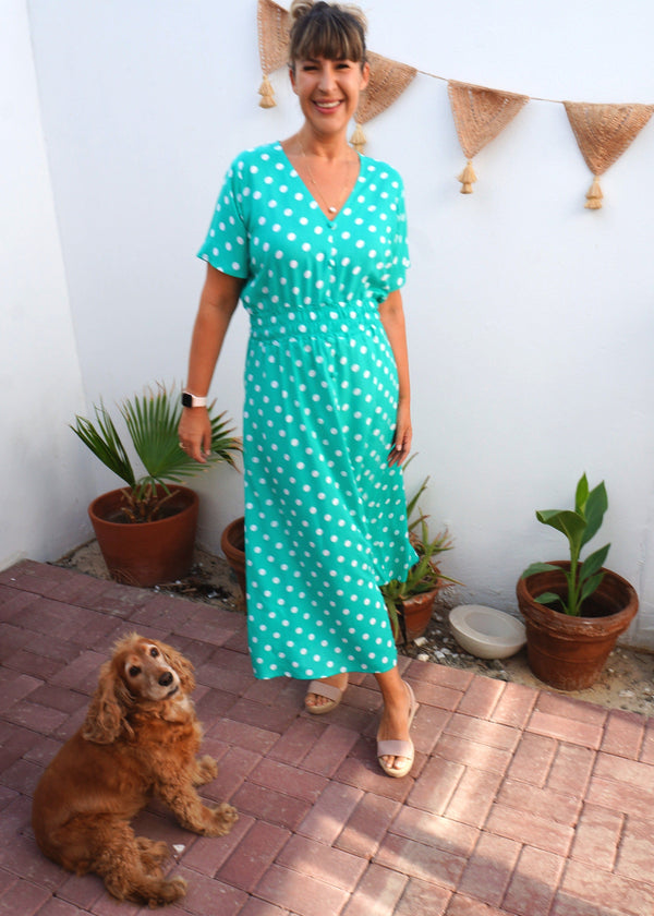 The Helen Dress - Emerald Polka dubai outfit dress brunch fashion mums